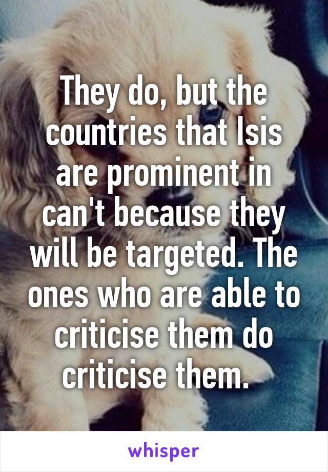 They do, but the countries that Isis are prominent in can't because they will be targeted. The ones who are able to criticise them do criticise them.  