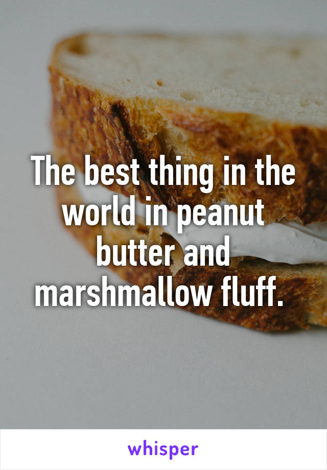 The best thing in the world in peanut butter and marshmallow fluff. 