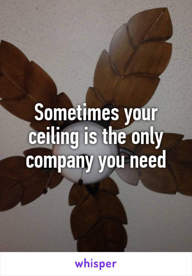 Sometimes your ceiling is the only company you need