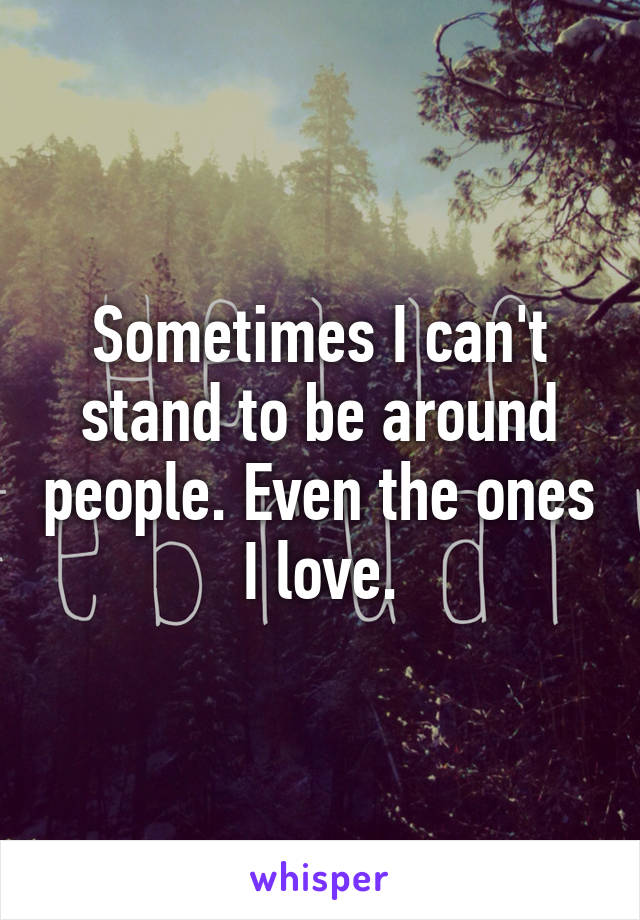 Sometimes I can't stand to be around people. Even the ones I love.