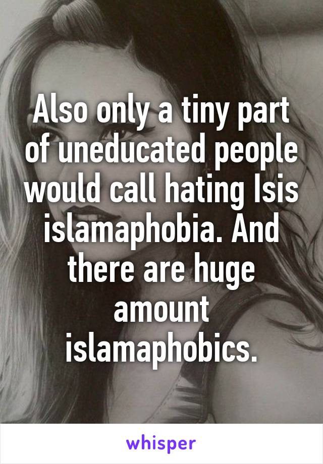 Also only a tiny part of uneducated people would call hating Isis islamaphobia. And there are huge amount islamaphobics.