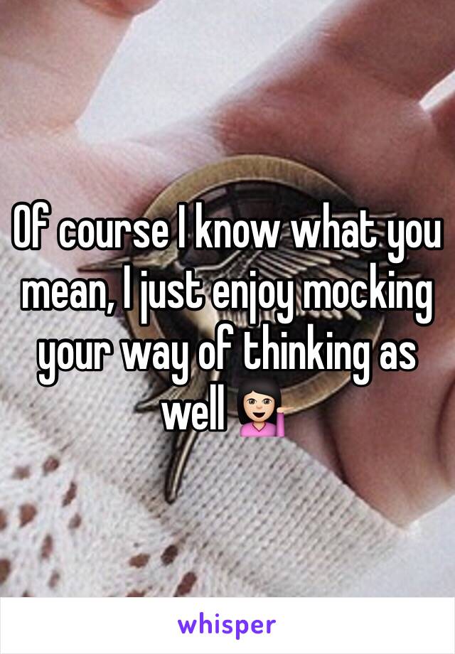 Of course I know what you mean, I just enjoy mocking your way of thinking as well 💁🏻