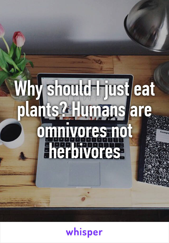 Why should I just eat plants? Humans are omnivores not herbivores