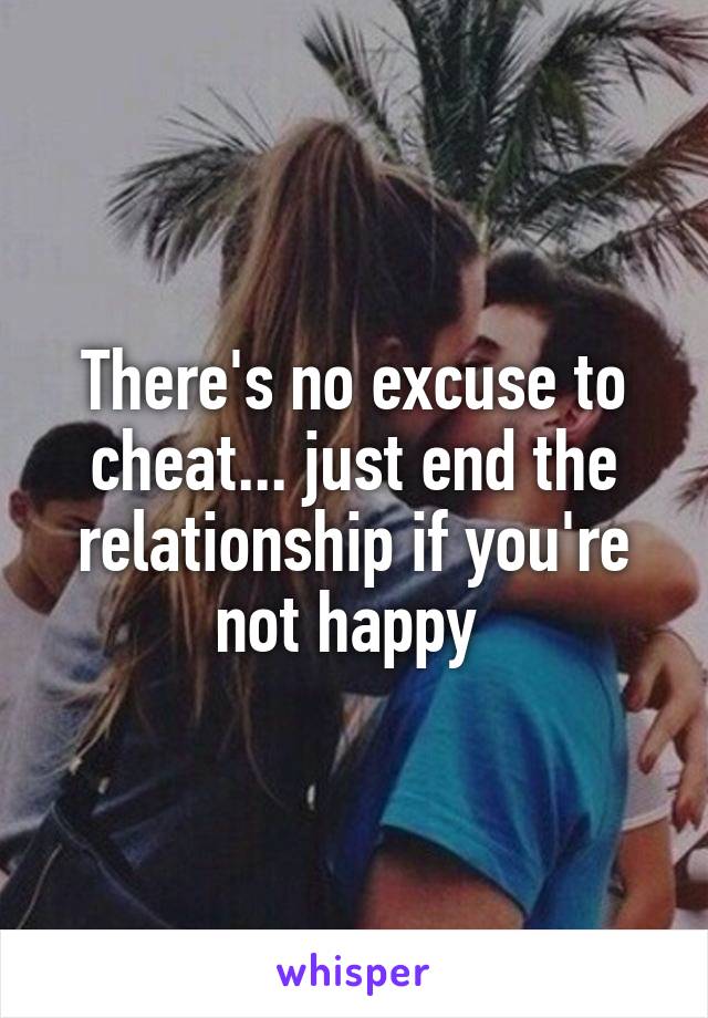 There's no excuse to cheat... just end the relationship if you're not happy 