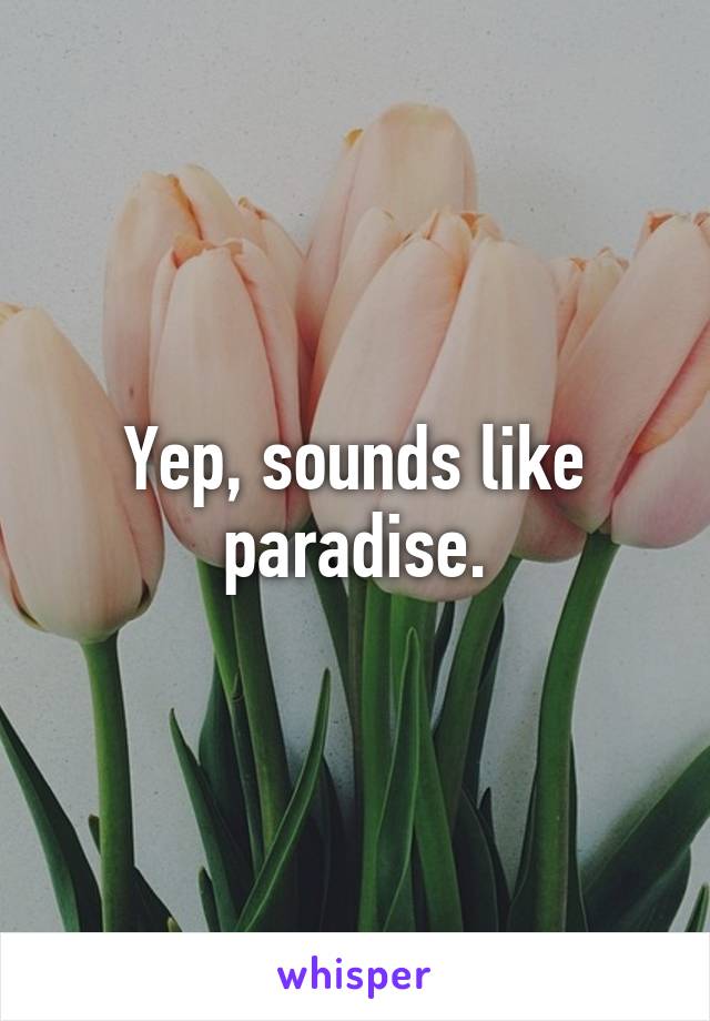 Yep, sounds like paradise.