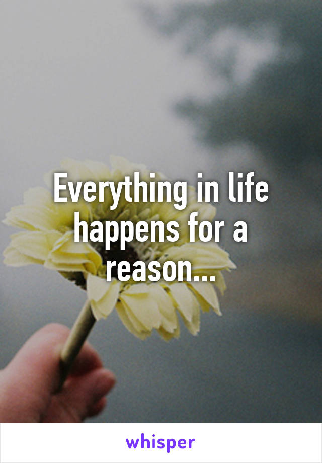 Everything in life happens for a reason...