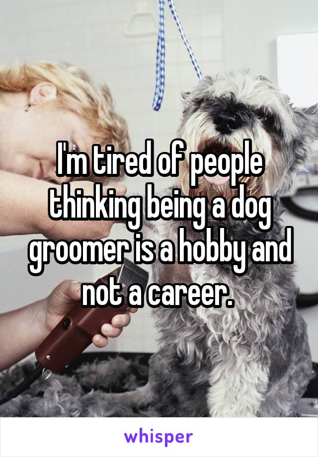 I'm tired of people thinking being a dog groomer is a hobby and not a career. 