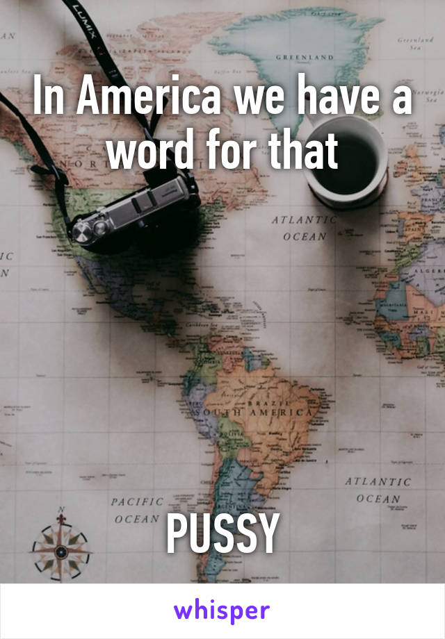 In America we have a word for that






PUSSY