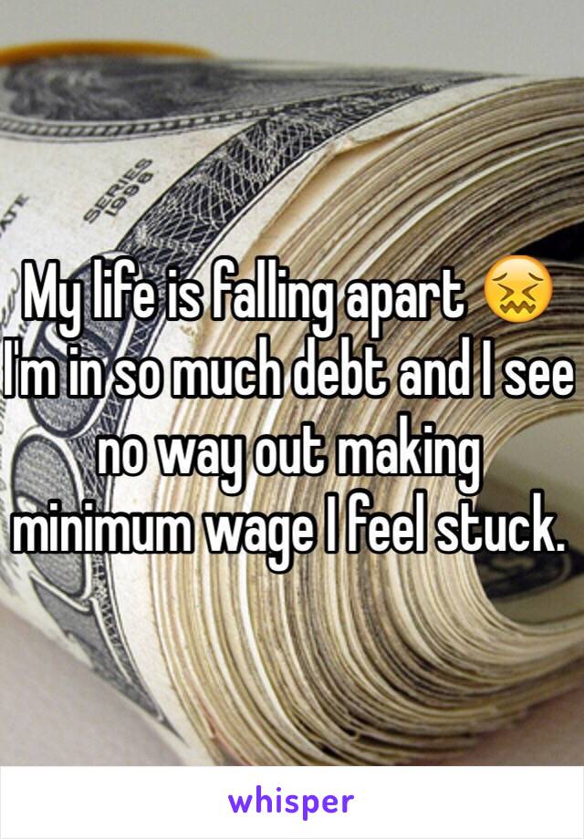 My life is falling apart 😖 I'm in so much debt and I see no way out making minimum wage I feel stuck.