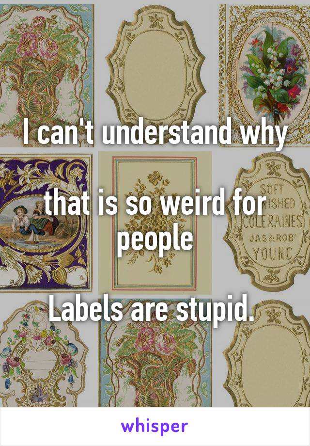 I can't understand why 
that is so weird for people

Labels are stupid. 