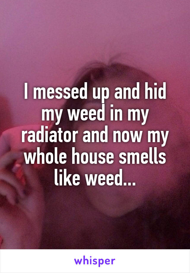 I messed up and hid my weed in my radiator and now my whole house smells like weed...