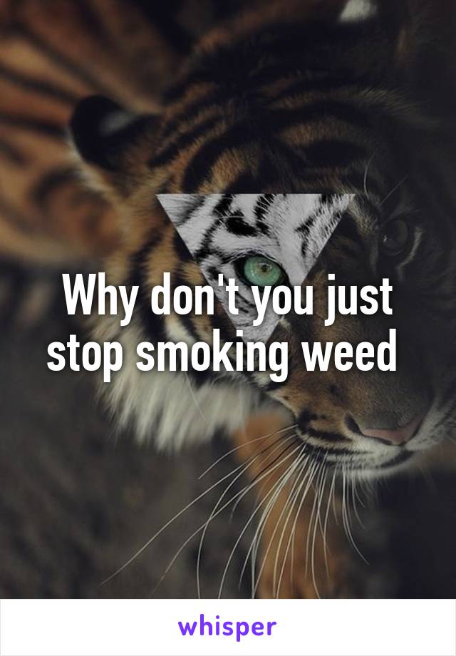 Why don't you just stop smoking weed 