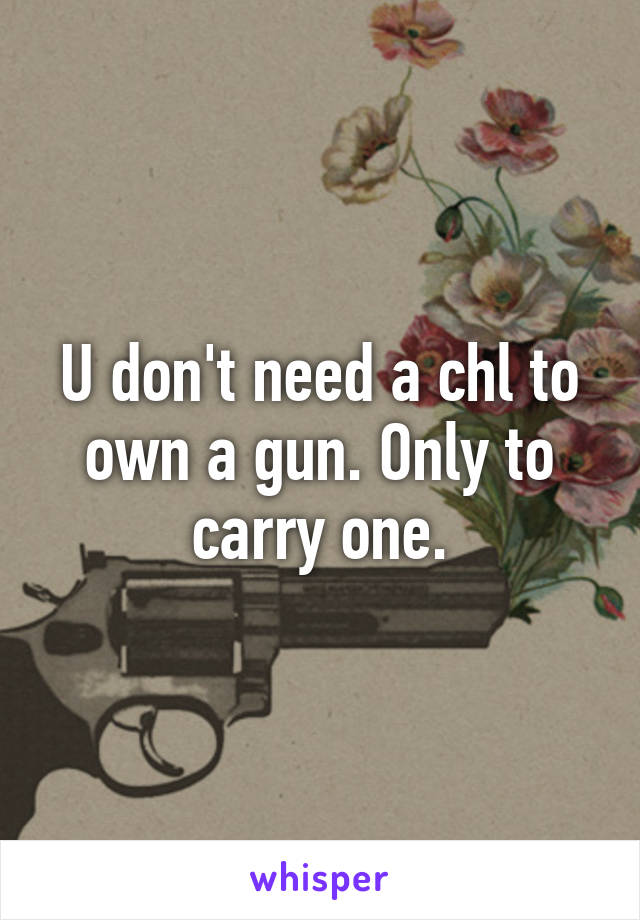 U don't need a chl to own a gun. Only to carry one.