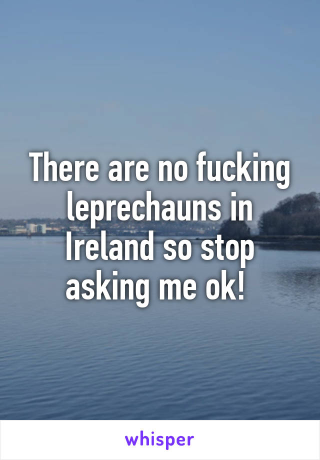 There are no fucking leprechauns in Ireland so stop asking me ok! 