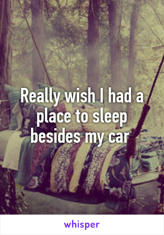 Really wish I had a place to sleep besides my car 