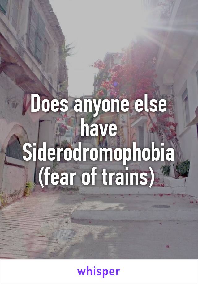 Does anyone else have Siderodromophobia (fear of trains) 