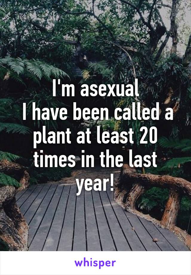 I'm asexual
 I have been called a plant at least 20 times in the last year!
