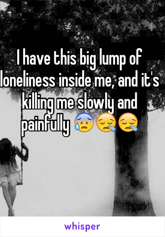 I have this big lump of loneliness inside me, and it's killing me slowly and painfully 😰😪😪