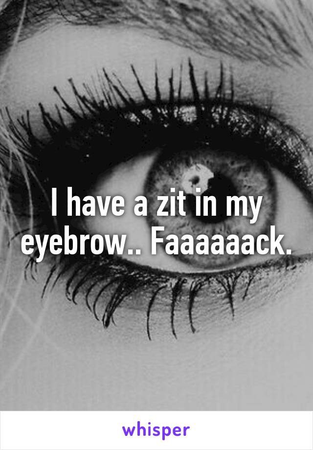I have a zit in my eyebrow.. Faaaaaack.