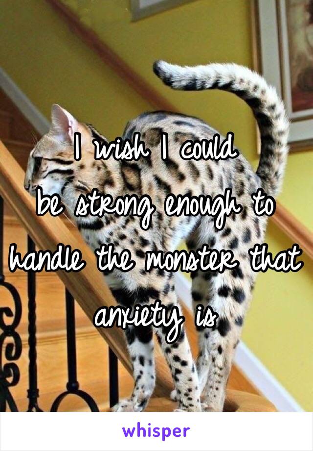 
I wish I could 
be strong enough to handle the monster that anxiety is 