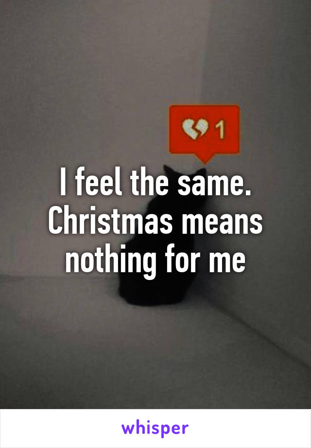I feel the same. Christmas means nothing for me