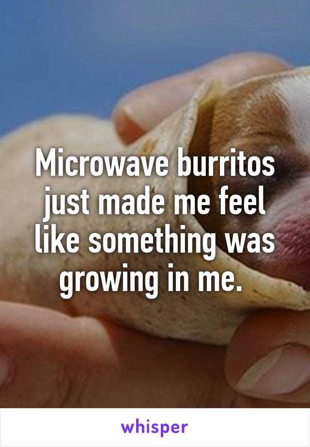 Microwave burritos just made me feel like something was growing in me. 