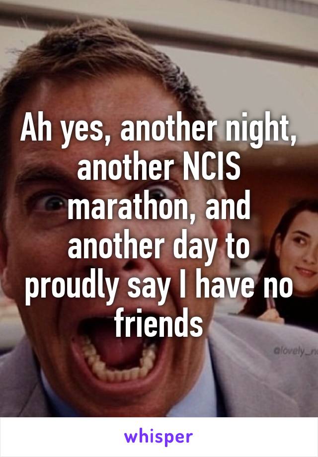 Ah yes, another night, another NCIS marathon, and another day to proudly say I have no friends
