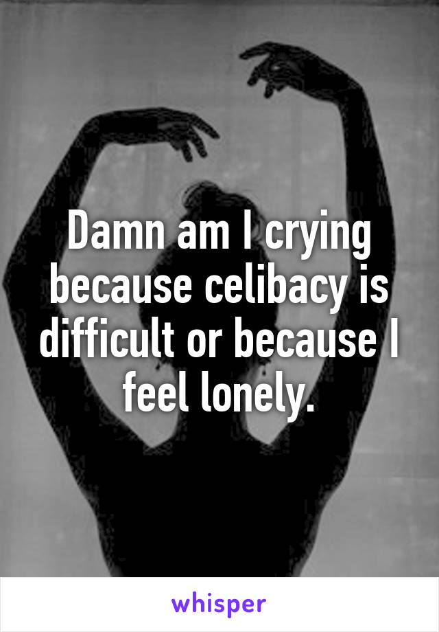 Damn am I crying because celibacy is difficult or because I feel lonely.