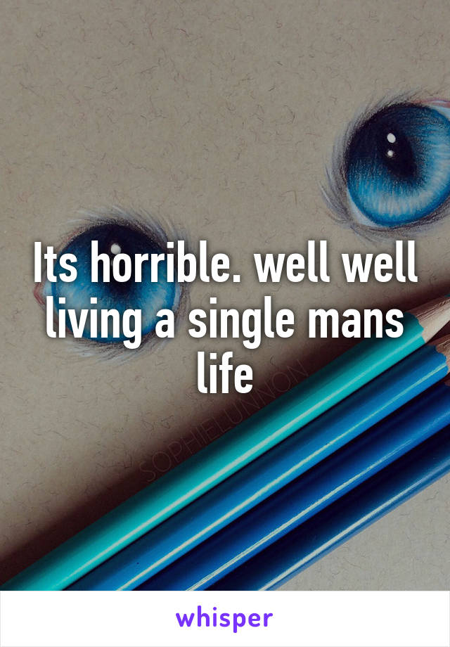 Its horrible. well well living a single mans life