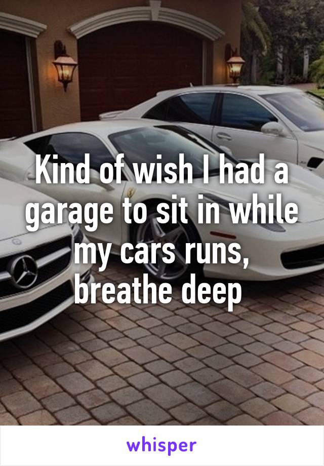 Kind of wish I had a garage to sit in while my cars runs, breathe deep 