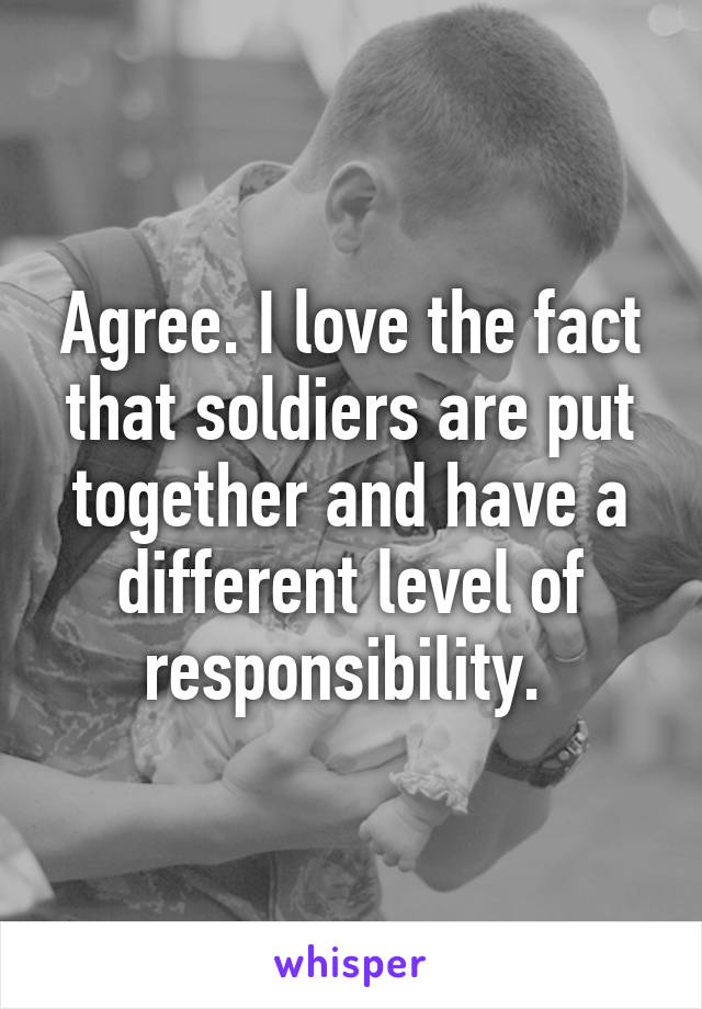 Agree. I love the fact that soldiers are put together and have a different level of responsibility. 