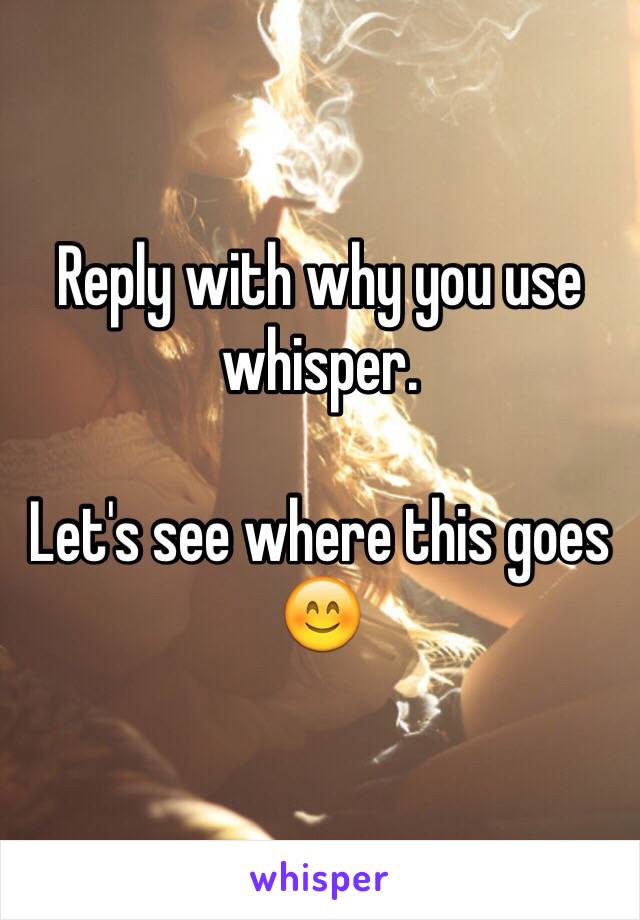Reply with why you use whisper. 

Let's see where this goes 😊