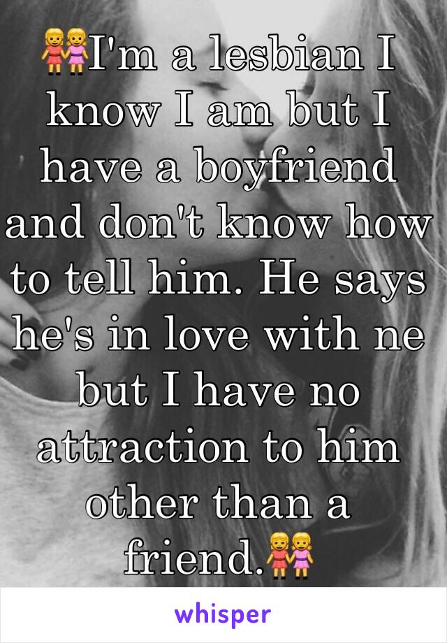 👭I'm a lesbian I know I am but I have a boyfriend and don't know how to tell him. He says he's in love with ne but I have no attraction to him other than a friend.👭