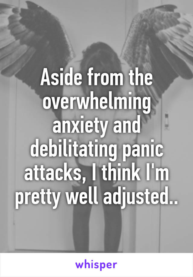 Aside from the overwhelming anxiety and debilitating panic attacks, I think I'm pretty well adjusted..