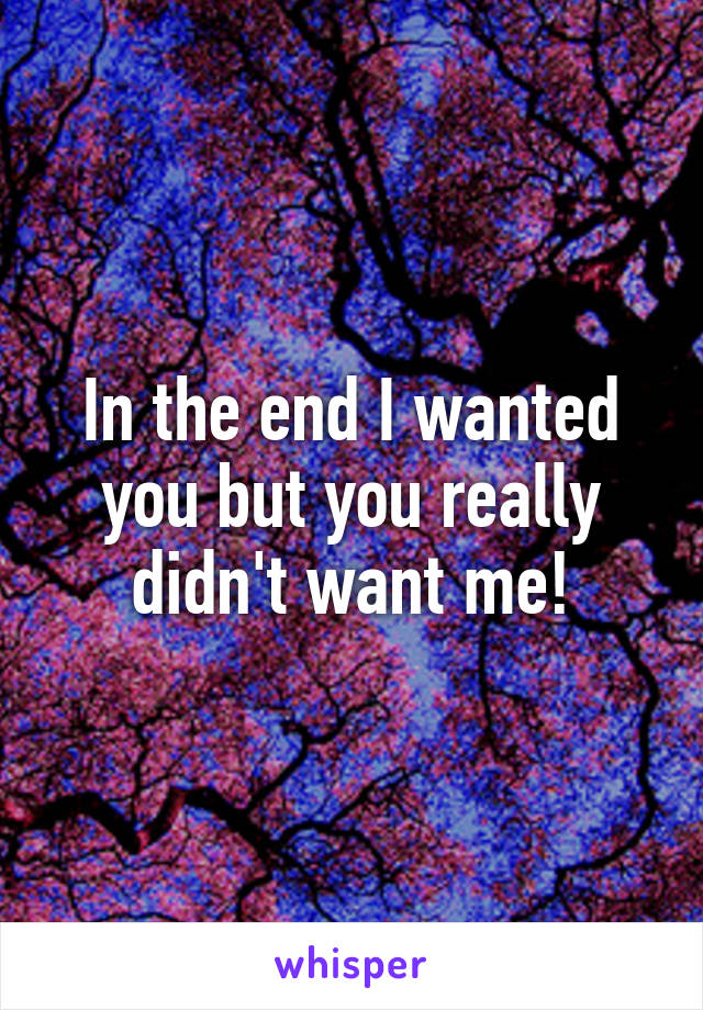 In the end I wanted you but you really didn't want me!