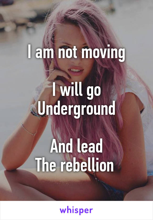 I am not moving

I will go
Underground

And lead
The rebellion 