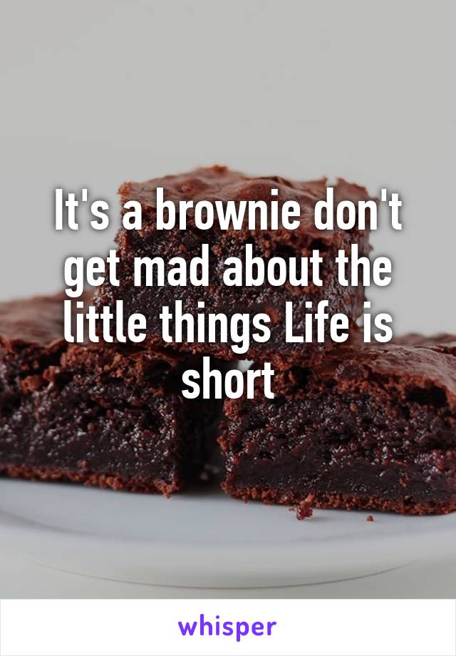 It's a brownie don't get mad about the little things Life is short
