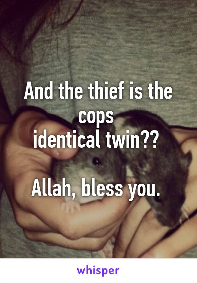 And the thief is the cops 
identical twin?? 

Allah, bless you. 