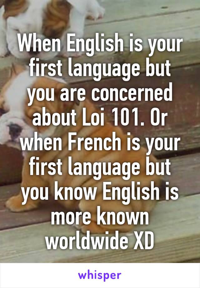 When English is your first language but you are concerned about Loi 101. Or when French is your first language but you know English is more known worldwide XD