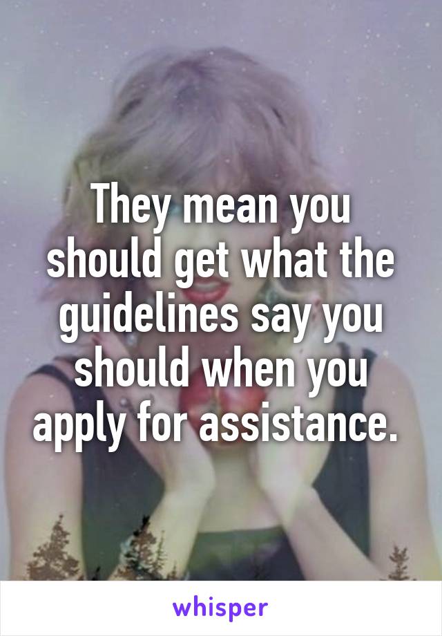 They mean you should get what the guidelines say you should when you apply for assistance. 