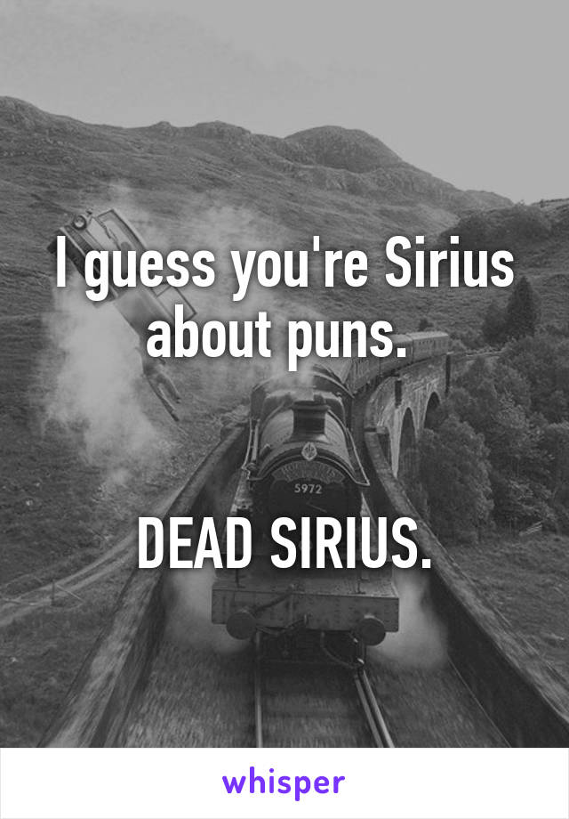 I guess you're Sirius about puns. 


DEAD SIRIUS.