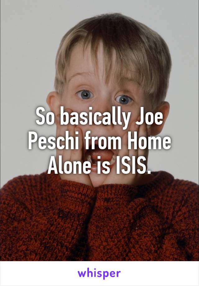 So basically Joe Peschi from Home Alone is ISIS.