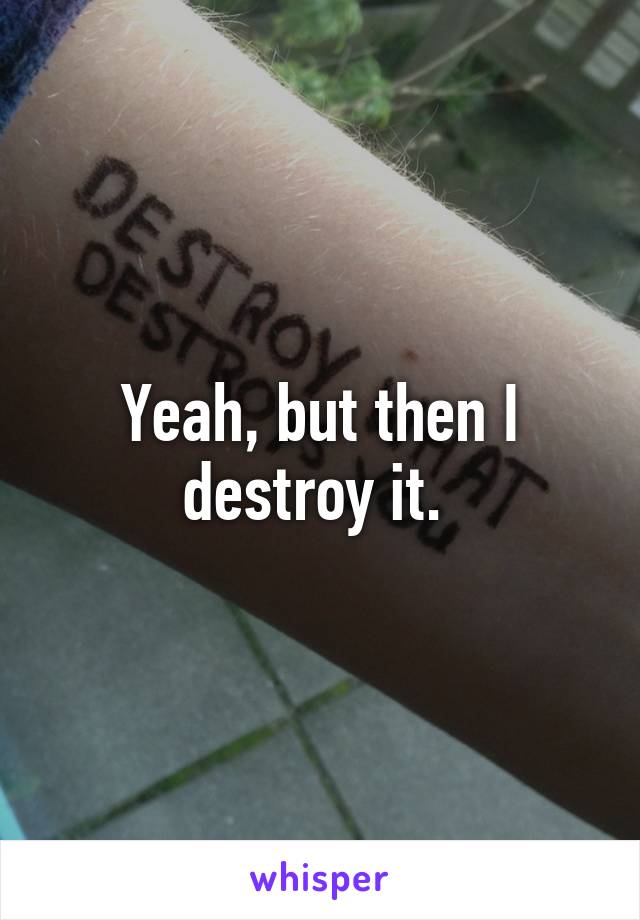 Yeah, but then I destroy it. 
