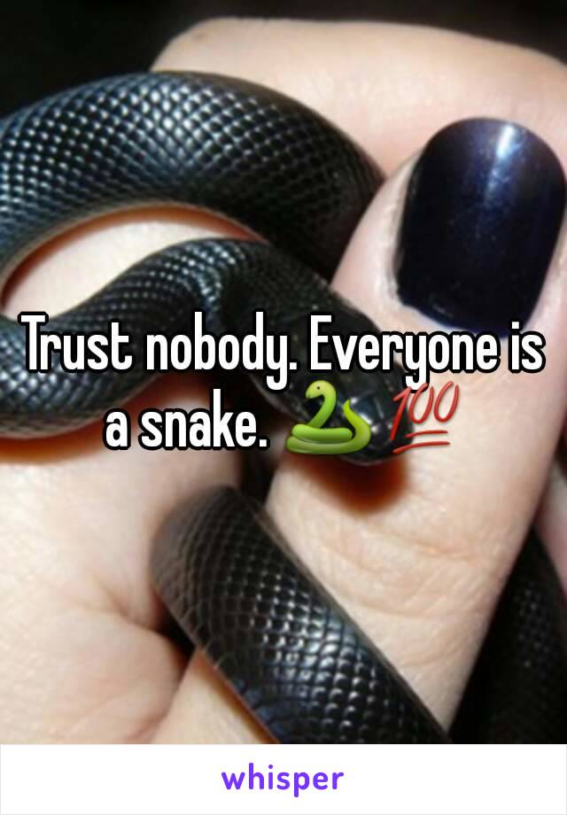 Trust nobody. Everyone is a snake. 🐍💯