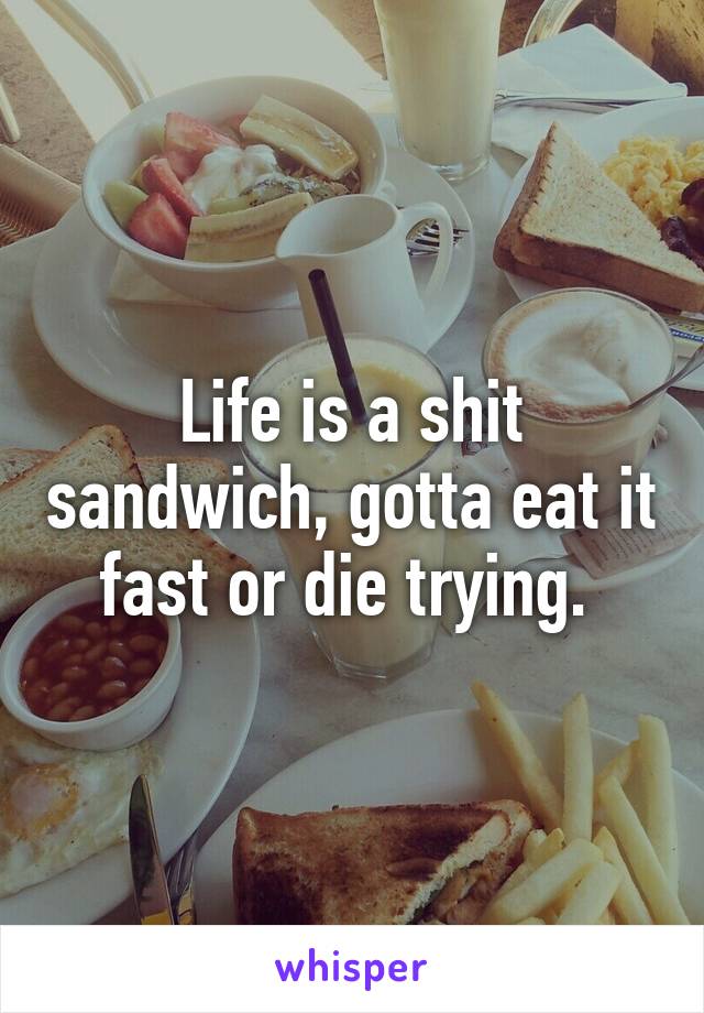 Life is a shit sandwich, gotta eat it fast or die trying. 