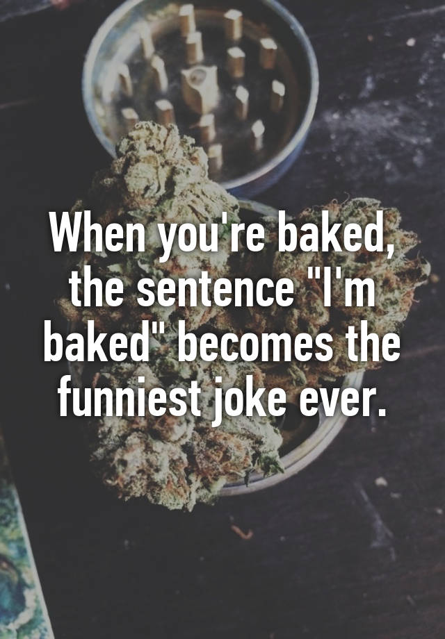 When you're baked, the sentence "I'm baked" the funniest joke ever.