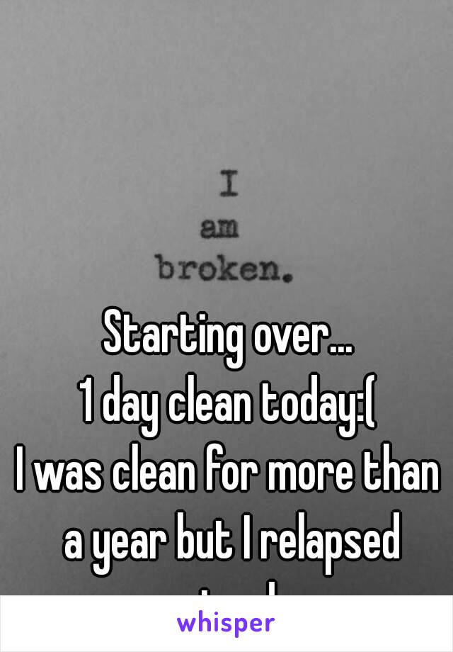 Starting over...
1 day clean today:(
I was clean for more than a year but I relapsed yesterday.