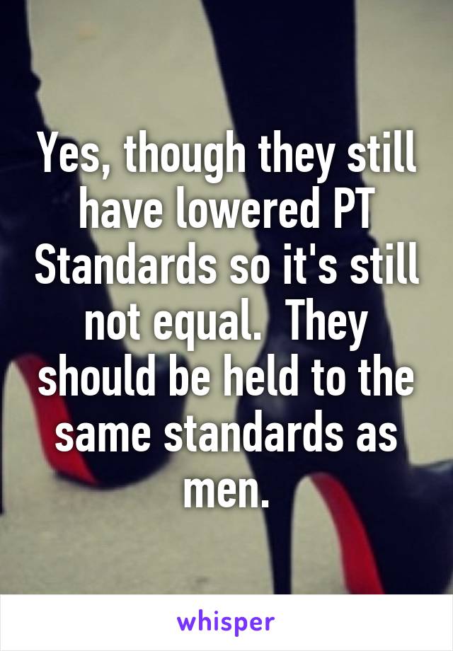 Yes, though they still have lowered PT Standards so it's still not equal.  They should be held to the same standards as men.