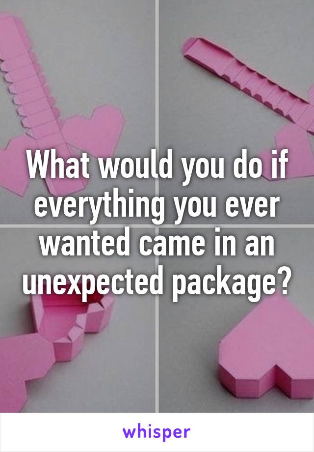 What would you do if everything you ever wanted came in an unexpected package?