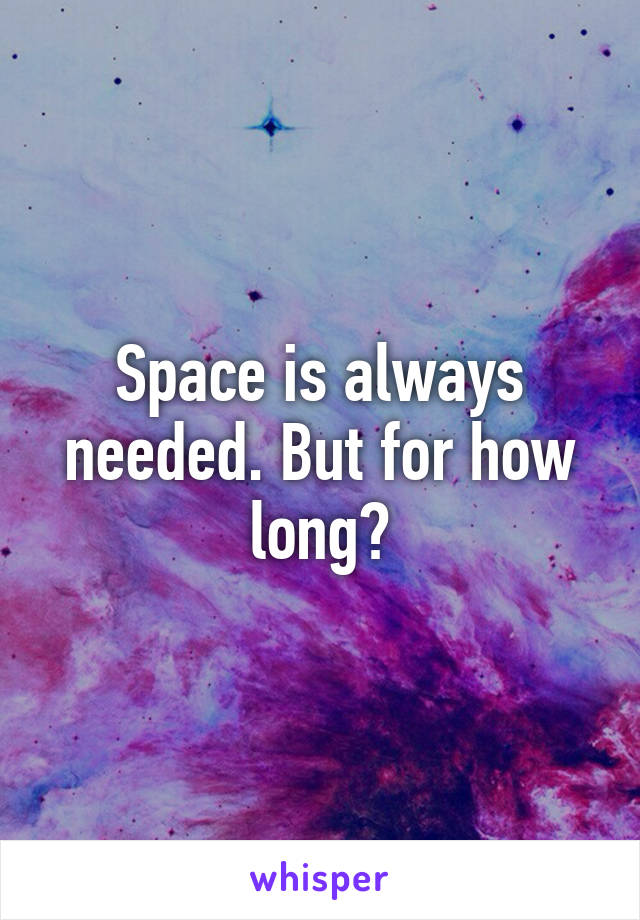 Space is always needed. But for how long?